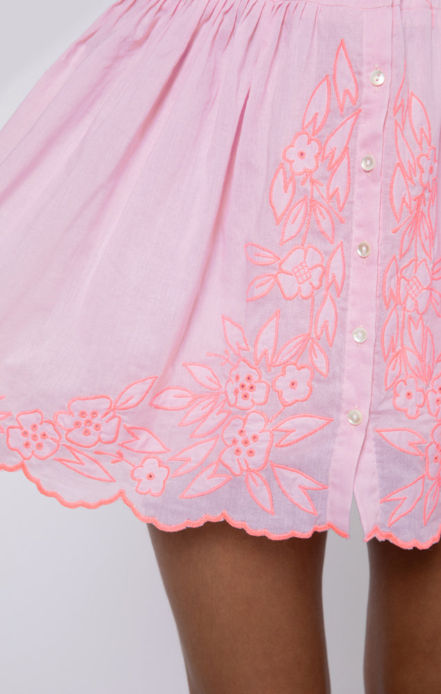 Flower Embroidery Blouson Dress