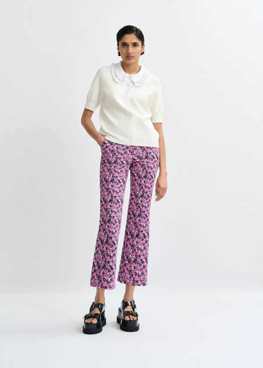 Jewelry Ruffle Polo - White