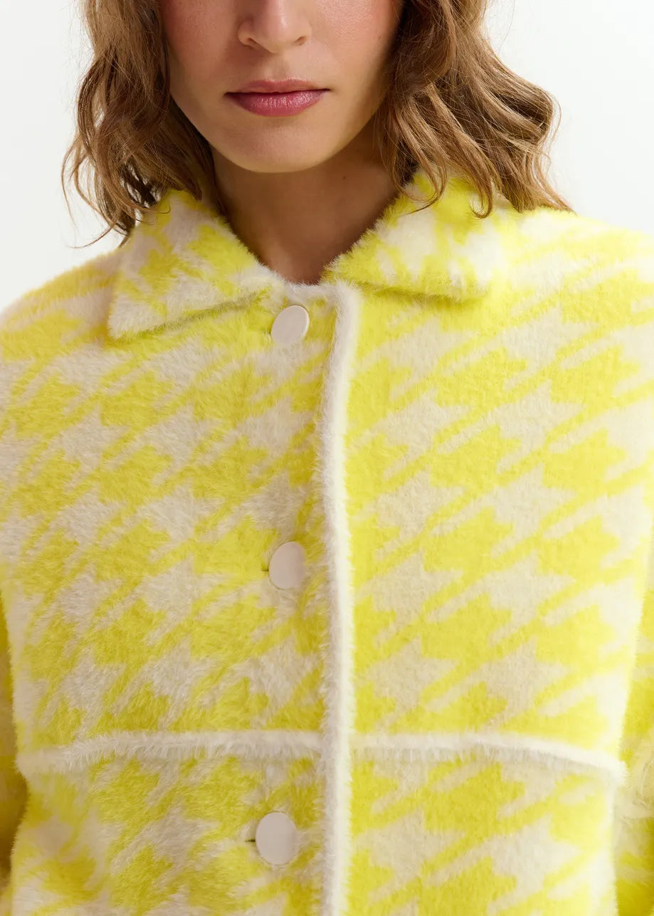 Joking Houndstooth Knit Cardigan