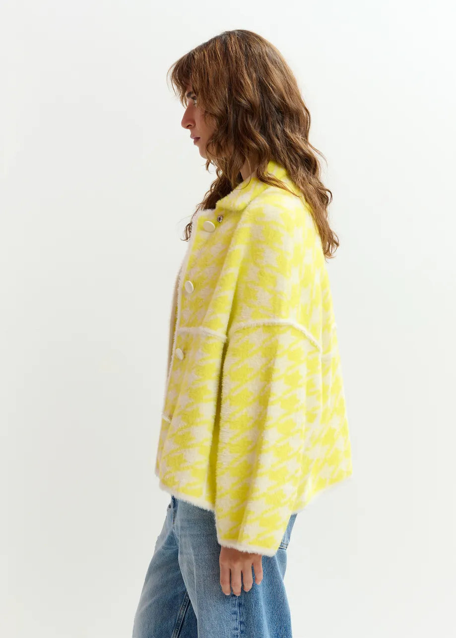 Joking Houndstooth Knit Cardigan