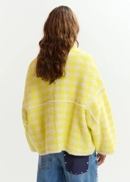 Joking Houndstooth Knit Cardigan
