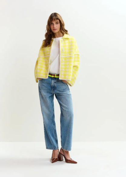 Joking Houndstooth Knit Cardigan