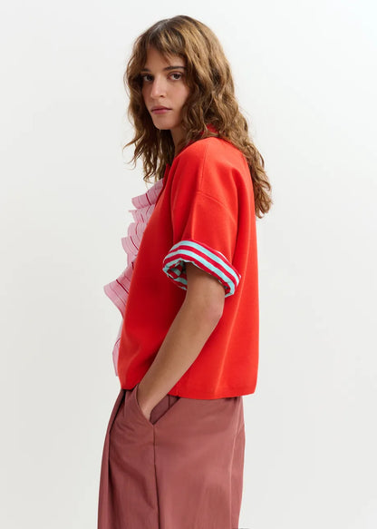 Jumble Knitted Polo With Ruffle