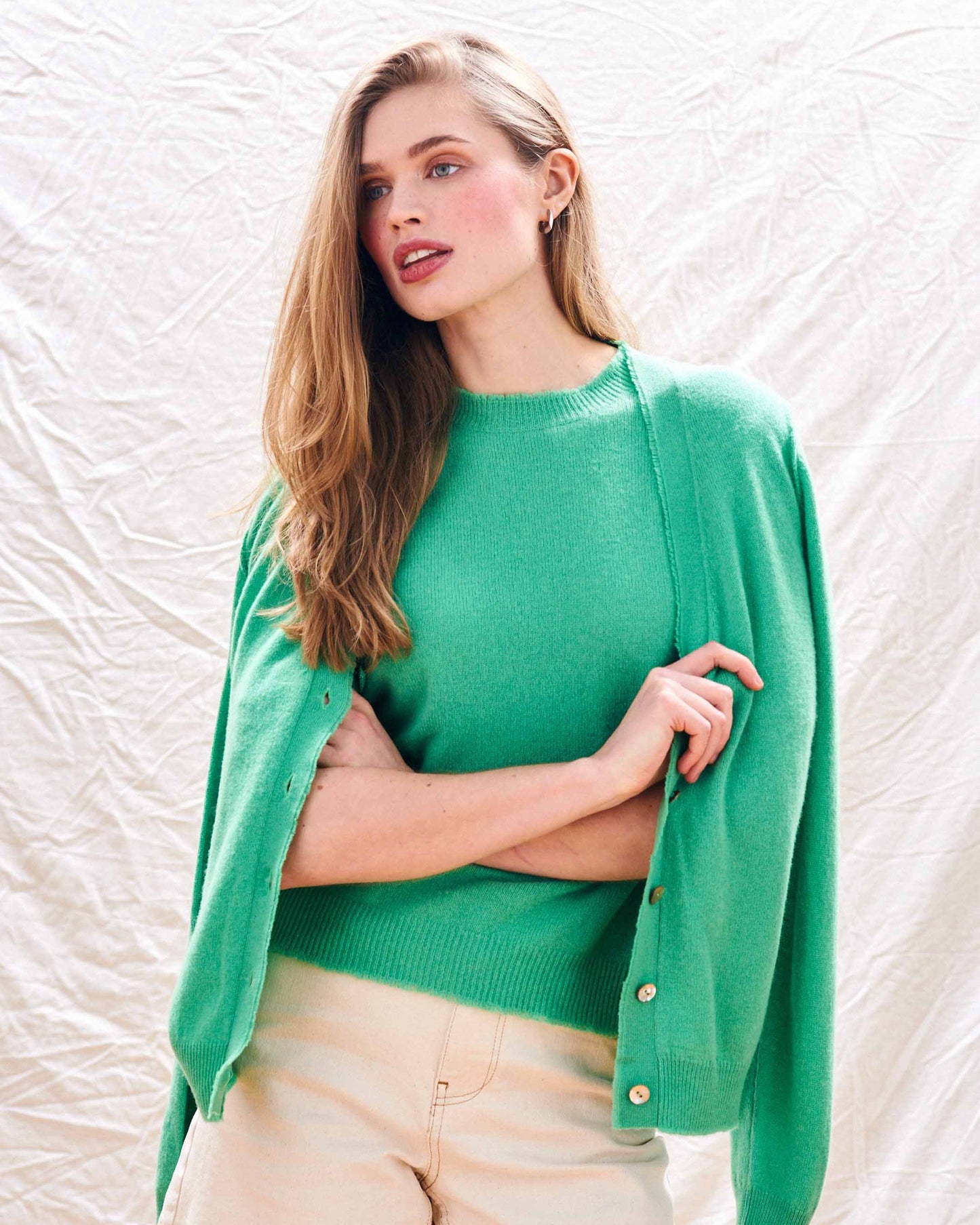 Distressed Cashmere T-Shirt - Green