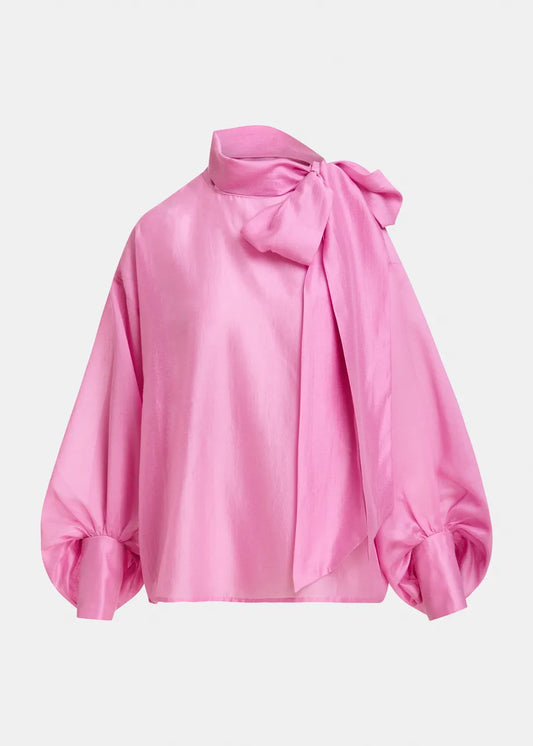 Karismatic Pussy Bow Tie Shirt in Pink