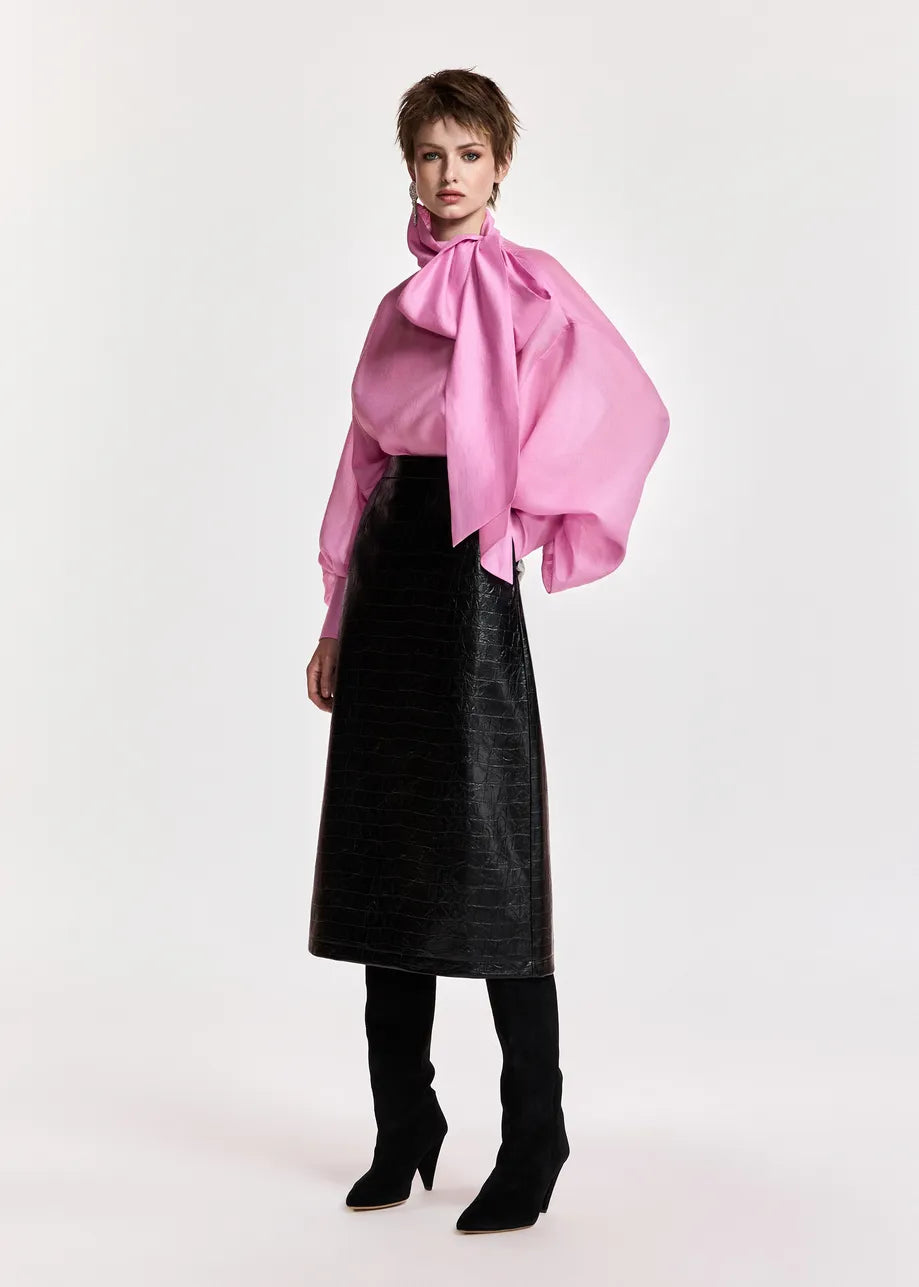 Karismatic Pussy Bow Tie Shirt in Pink