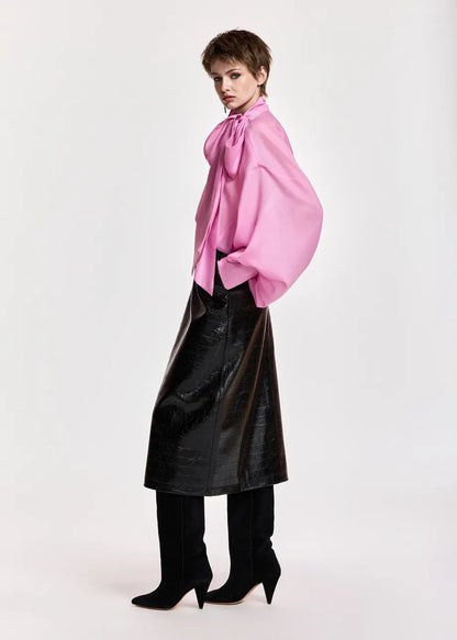 Karismatic Pussy Bow Tie Shirt in Pink