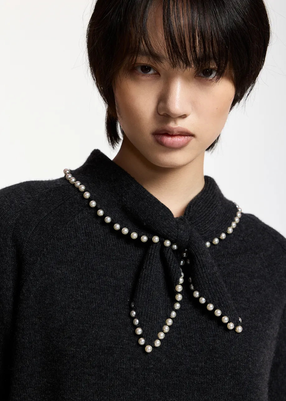 Kasa Beaded Pullover Black