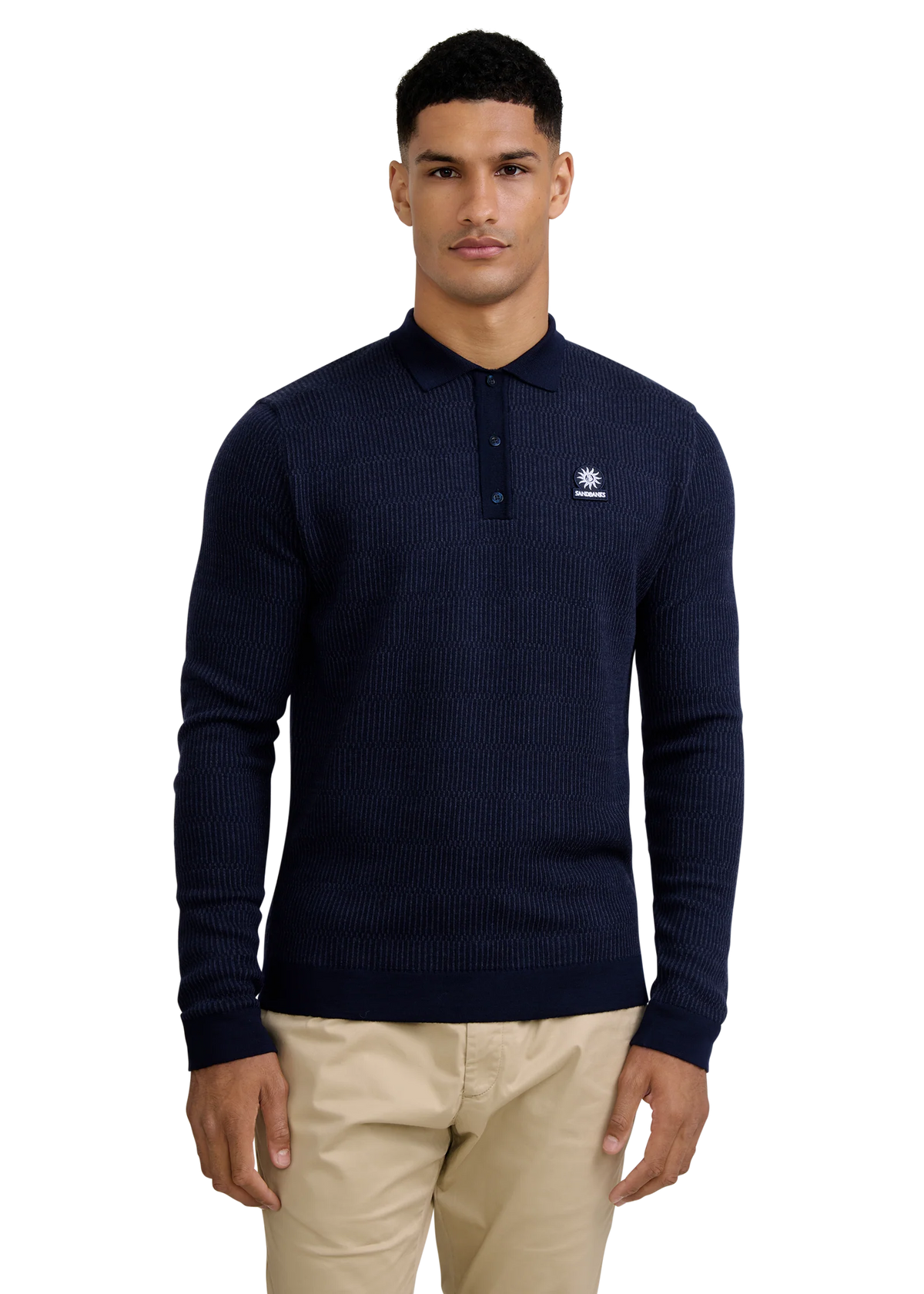 Textured Intarsia Polo Shirt
