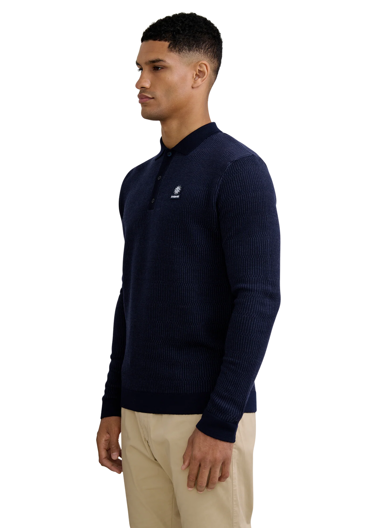 Textured Intarsia Polo Shirt