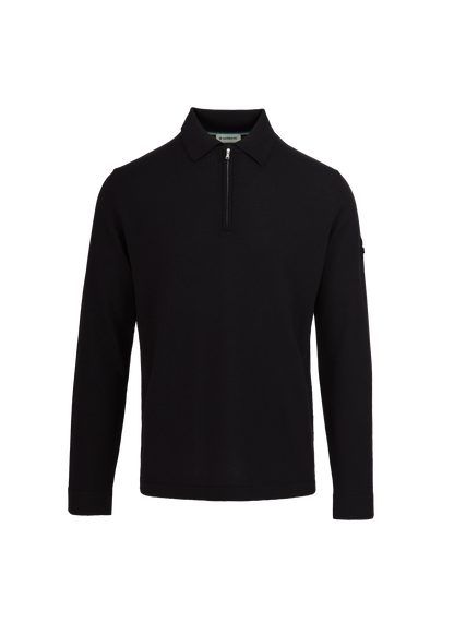 Merino Zip Polo Shirt Black