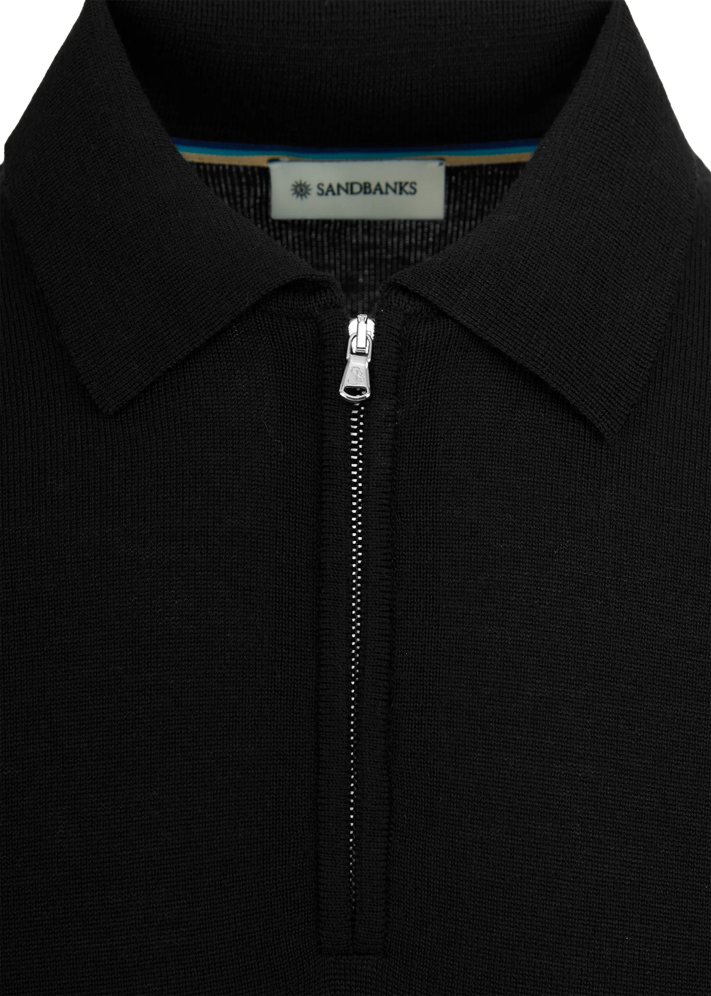Merino Zip Polo Shirt Black