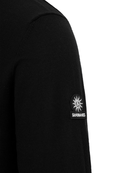 Merino Zip Polo Shirt Black