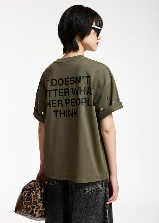 Kourse Slogan Studded T-Shirt