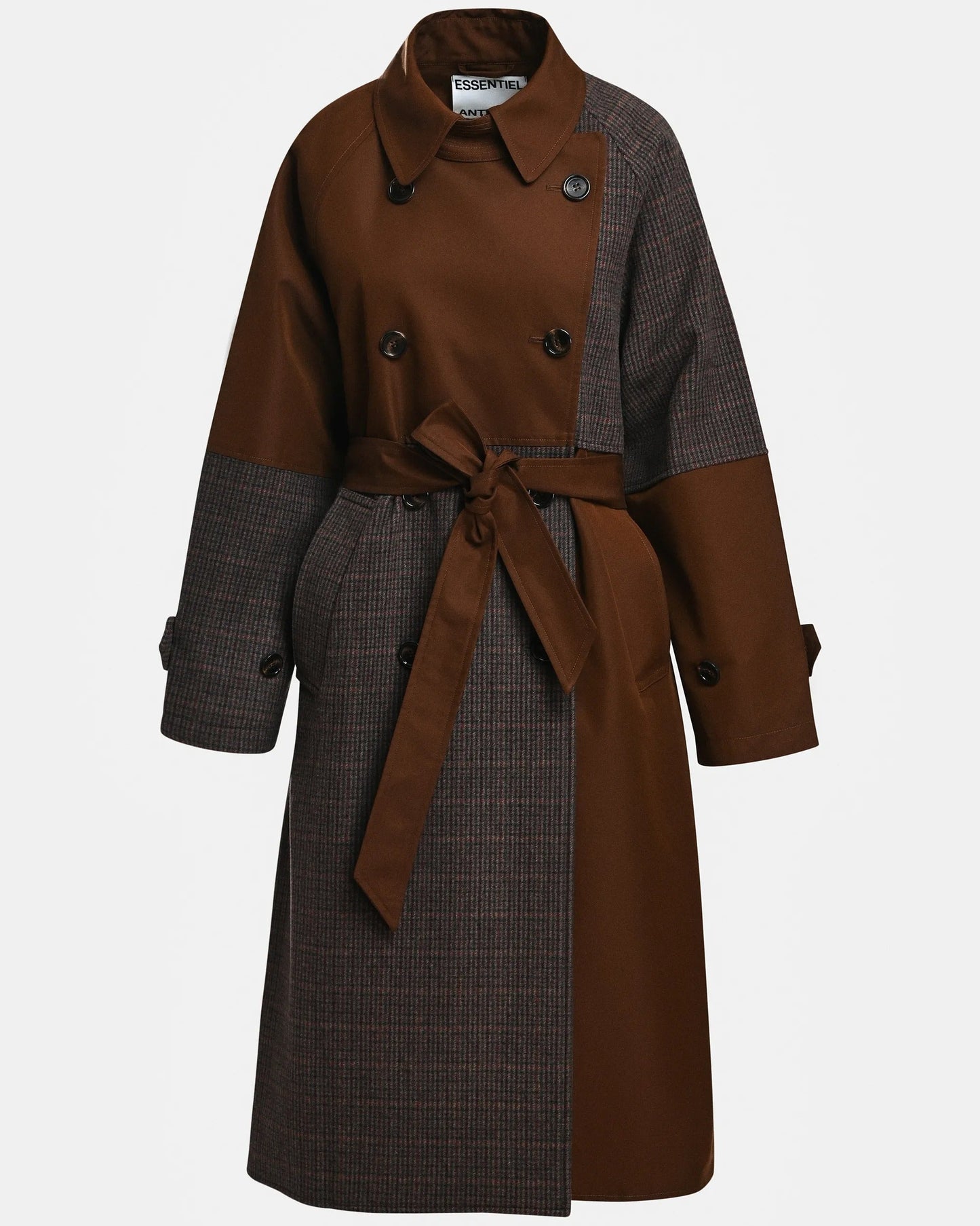 Kagu Colourblock Trench Coat in Brown and Dark Grey