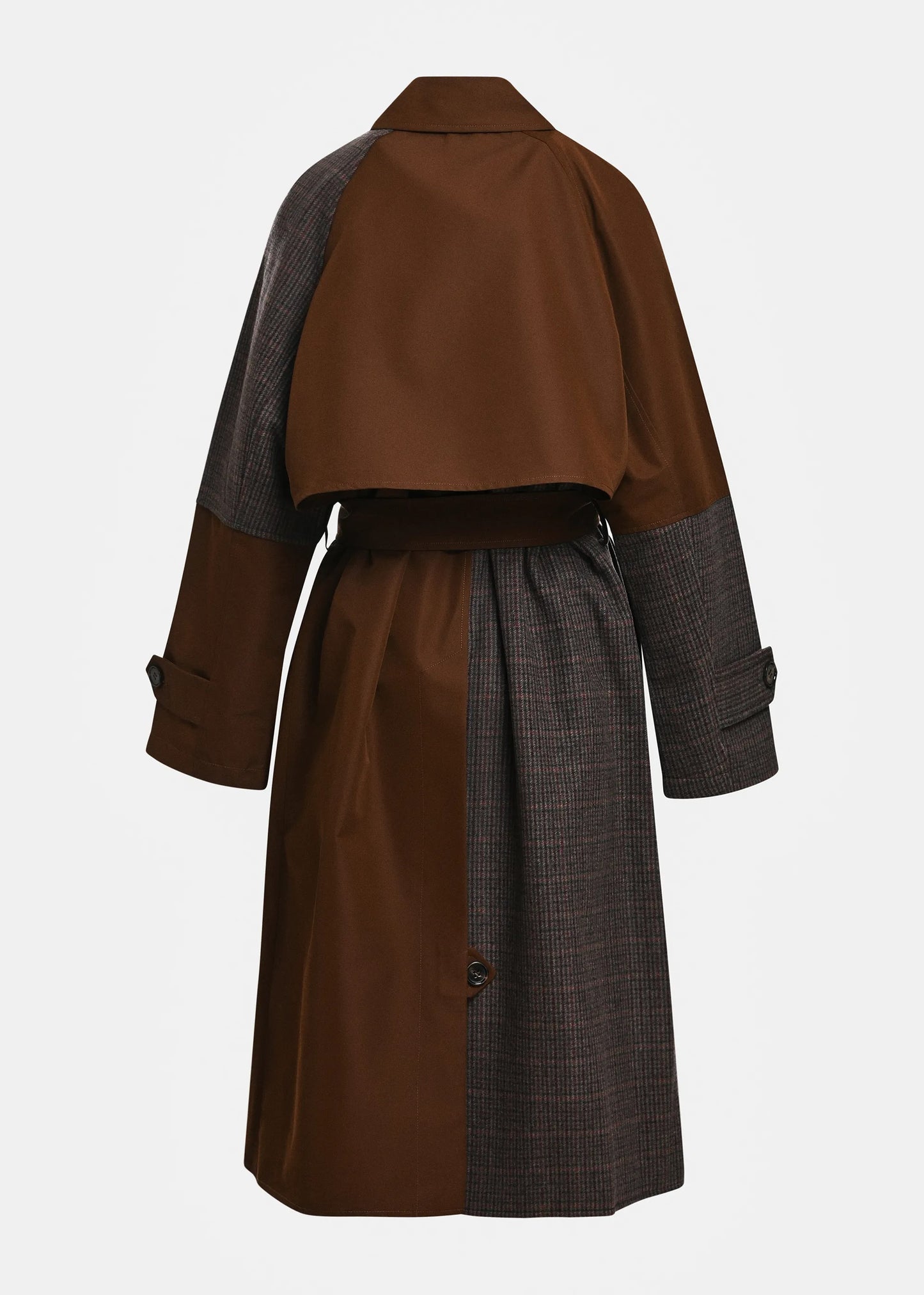 Kagu Colourblock Trench Coat in Brown and Dark Grey