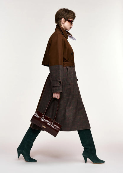 Kagu Colourblock Trench Coat in Brown and Dark Grey