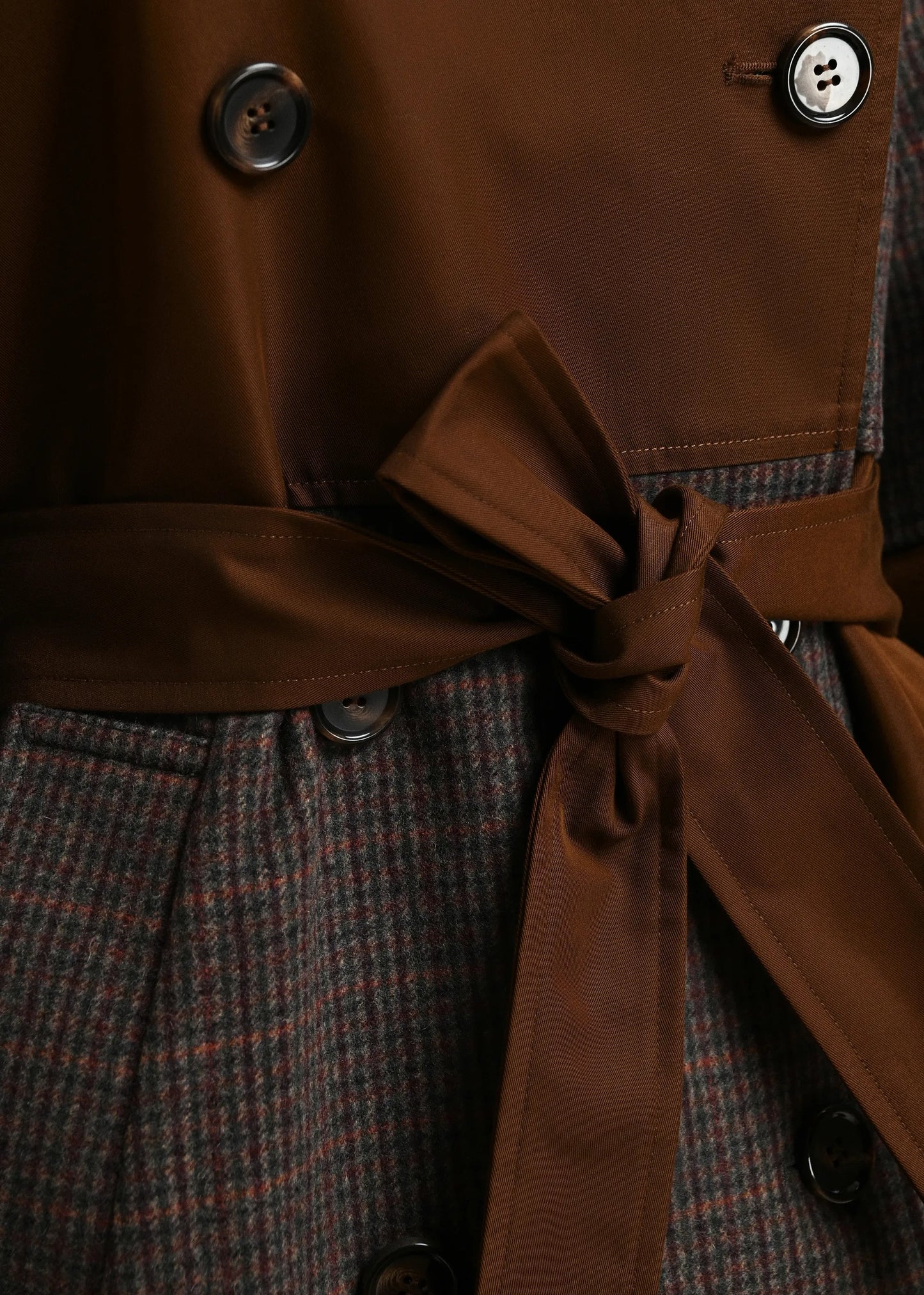 Kagu Colourblock Trench Coat in Brown and Dark Grey