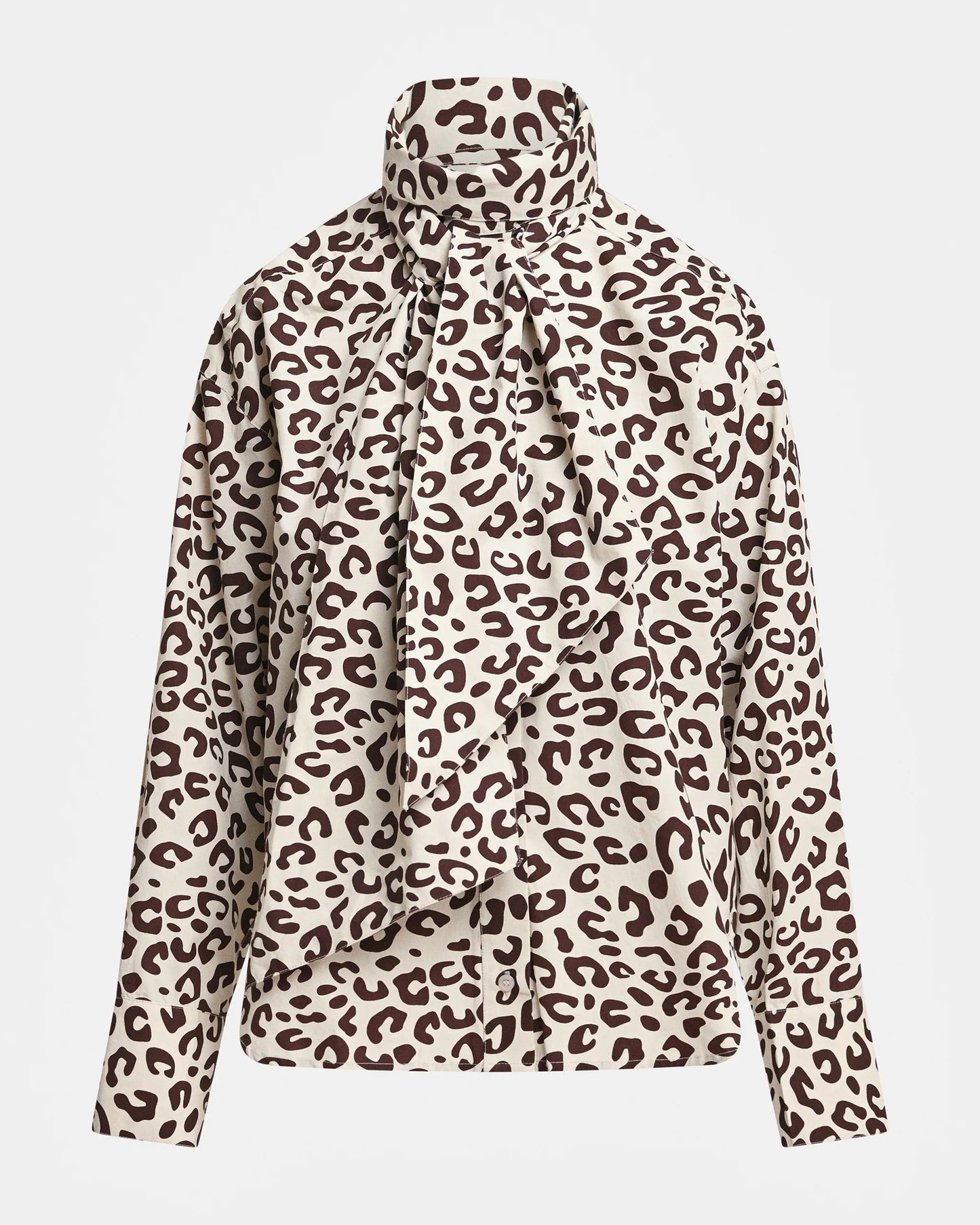 Khaleesi Pussy Bow Tie Shirt in Leopard Print