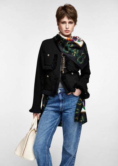 Kinetic Fringed Jacket in Black