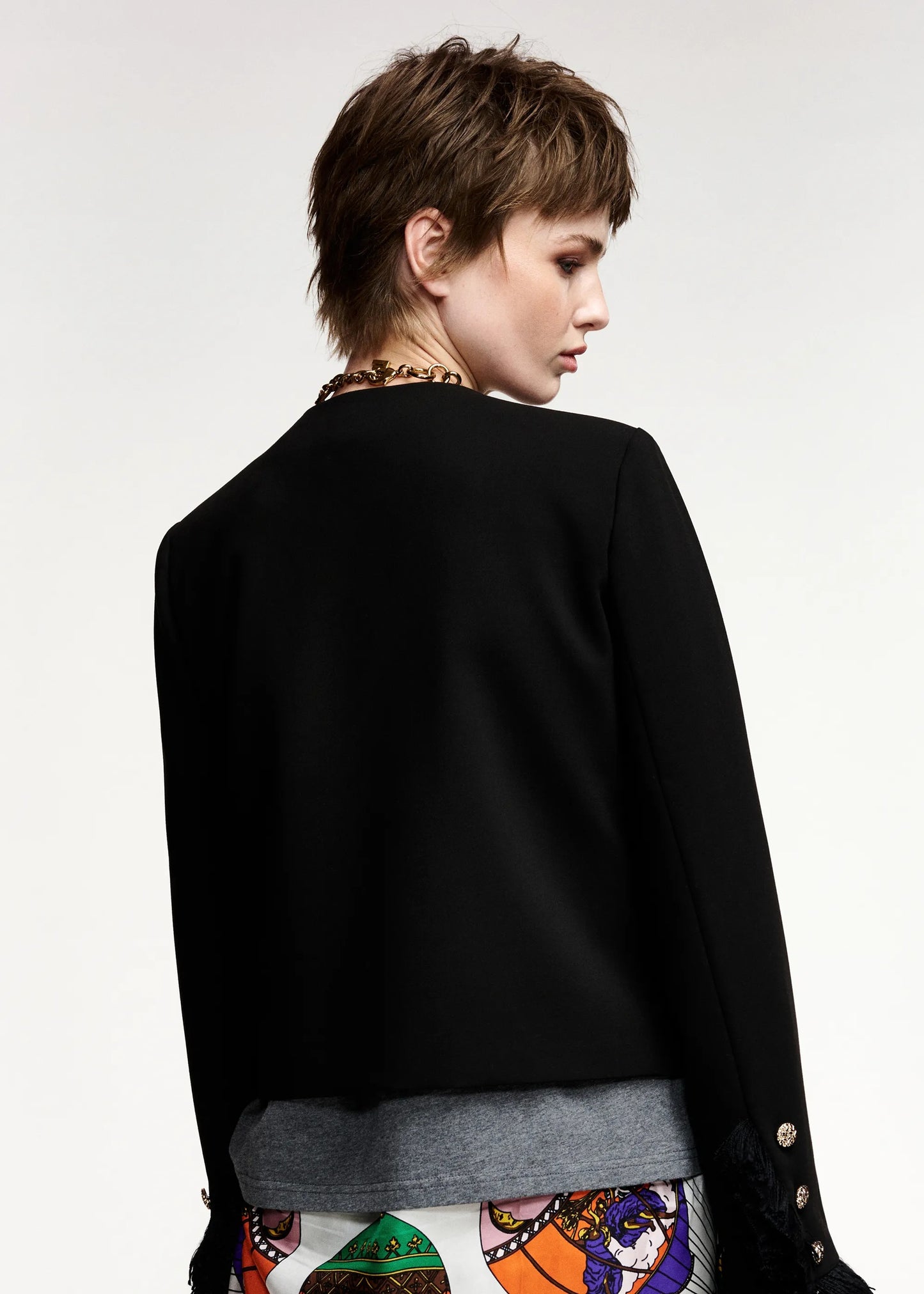 Kinetic Fringed Jacket in Black