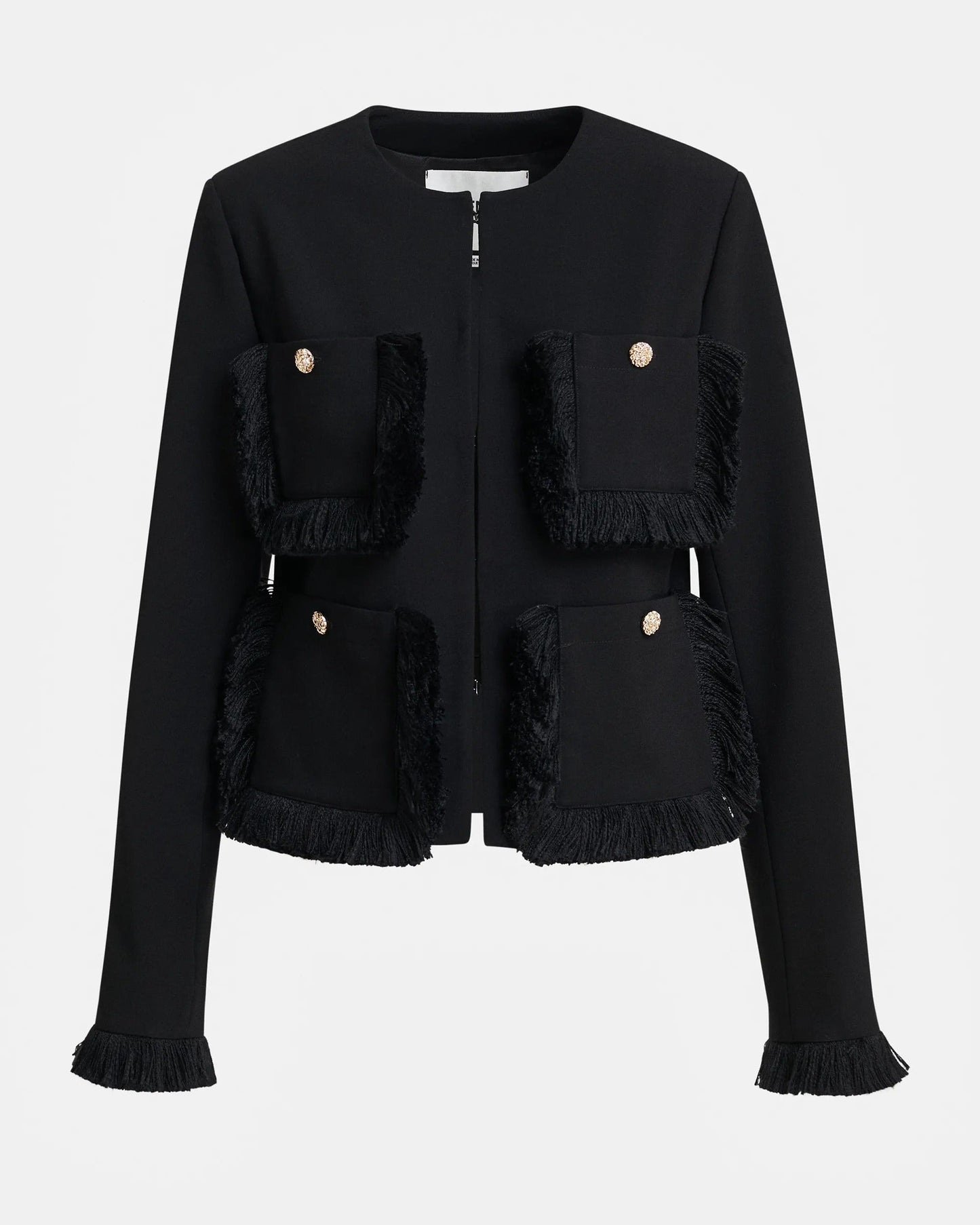 Kinetic Fringed Jacket in Black
