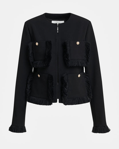 Kinetic Fringed Jacket in Black
