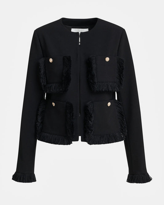 Kinetic Fringed Jacket in Black