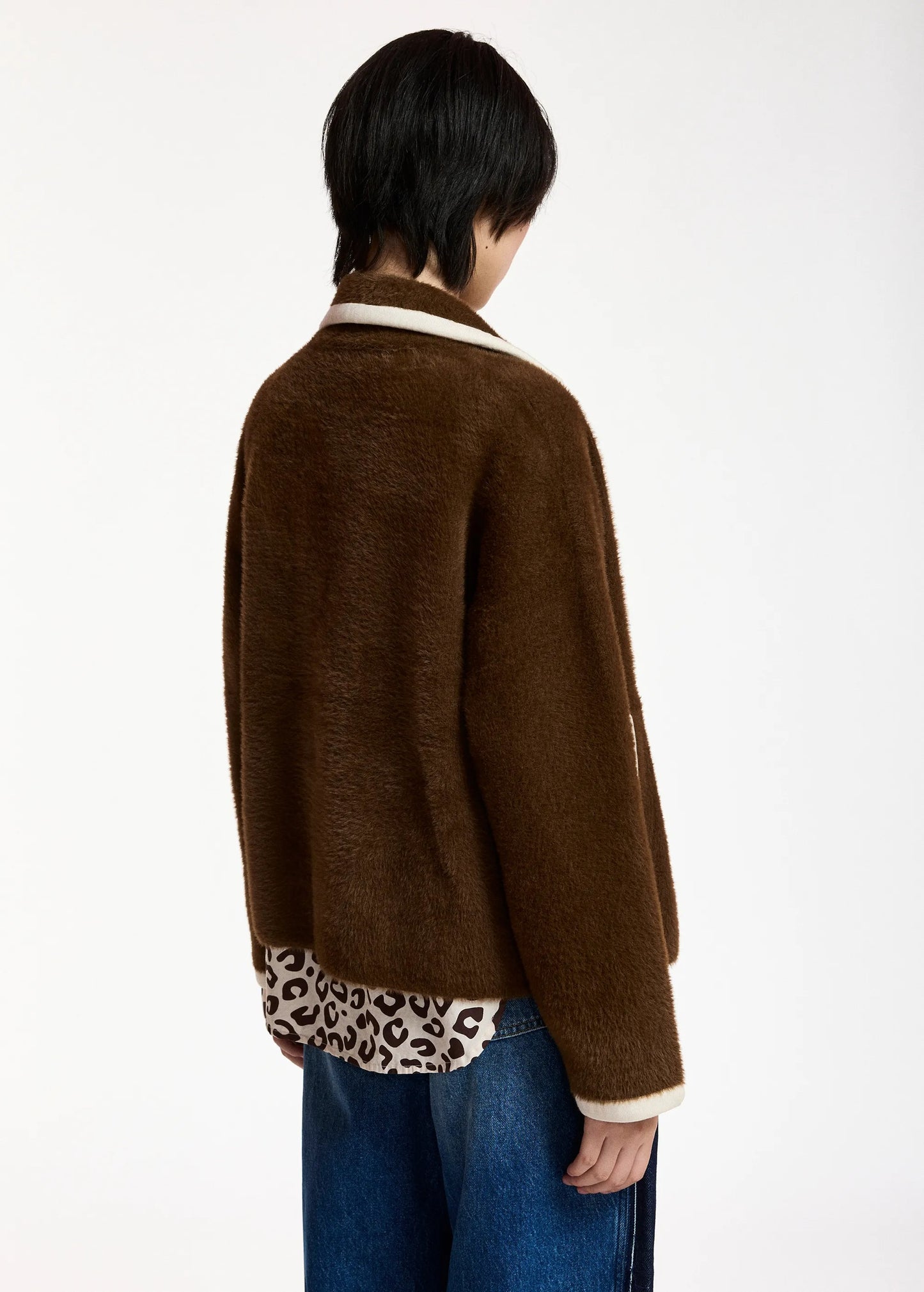 Kugar Contrast Cardigan in Brown