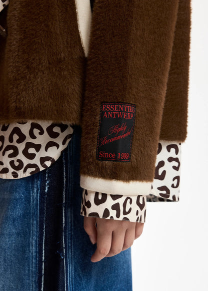Kugar Contrast Cardigan in Brown