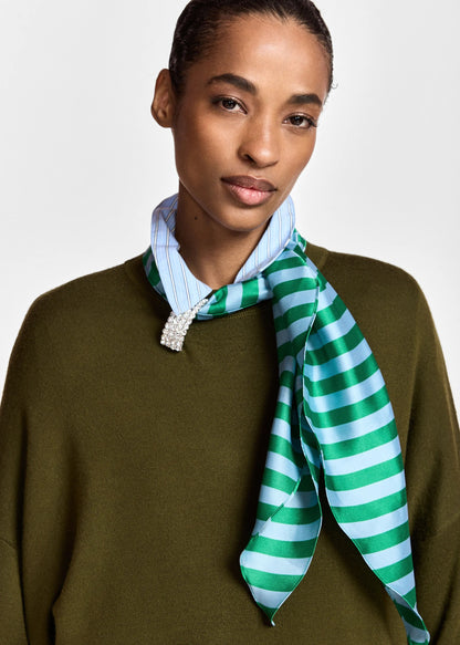 Kurtis Khaki Sweater With Embellished Scarf