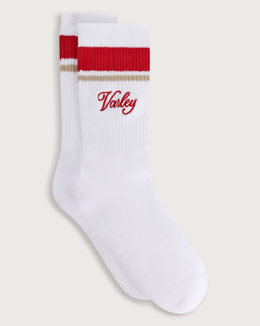 Lamar Club Stripe Sock - White / Baked Apple