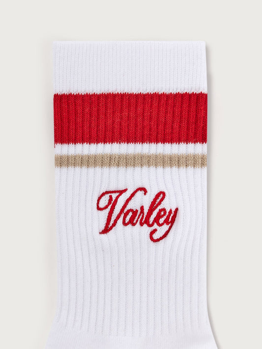Lamar Club Stripe Sock - White / Baked Apple