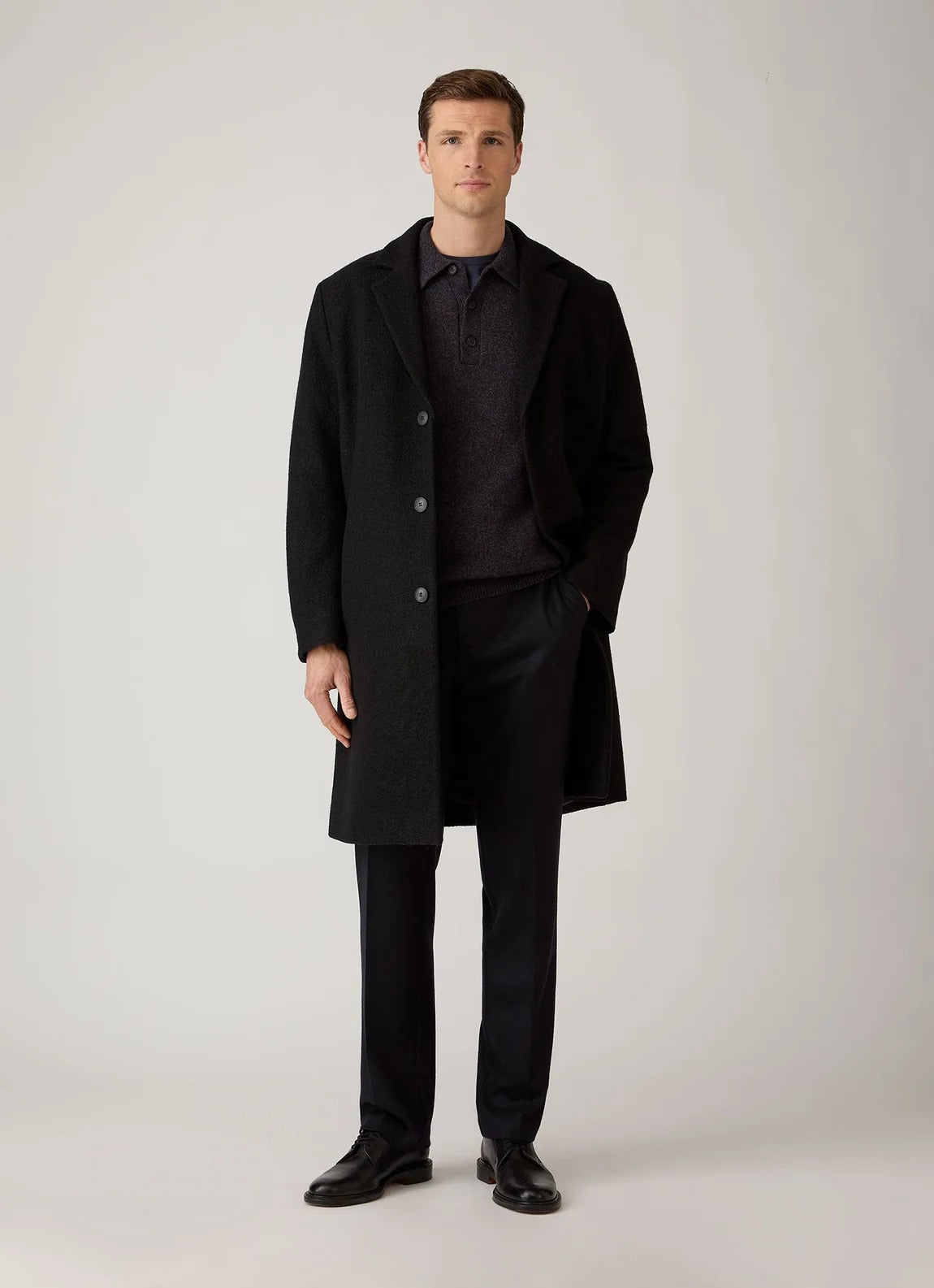 Lambswool Knitted Polo Shirt - Midnight Navy Twist