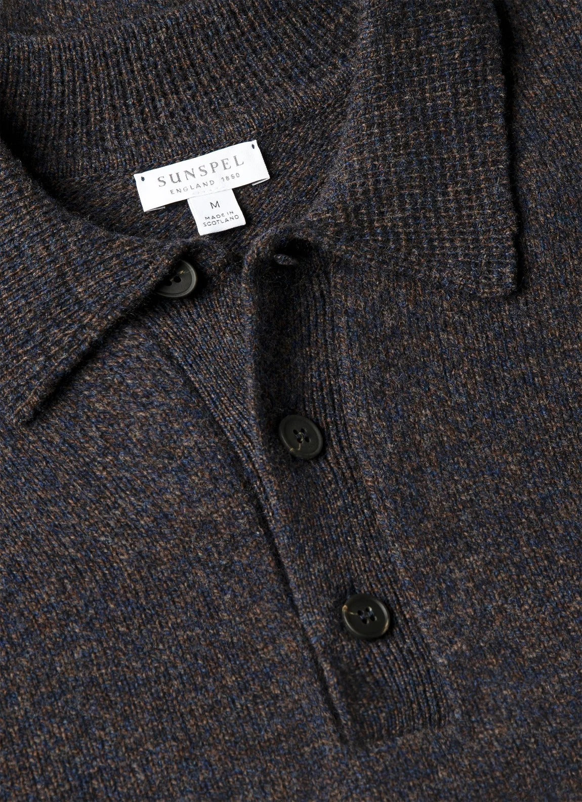 Lambswool Knitted Polo Shirt - Midnight Navy Twist