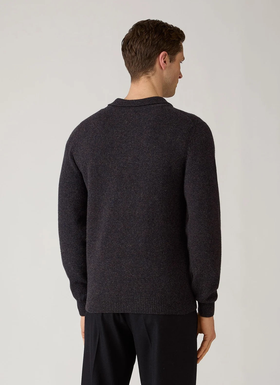 Lambswool Knitted Polo Shirt - Midnight Navy Twist