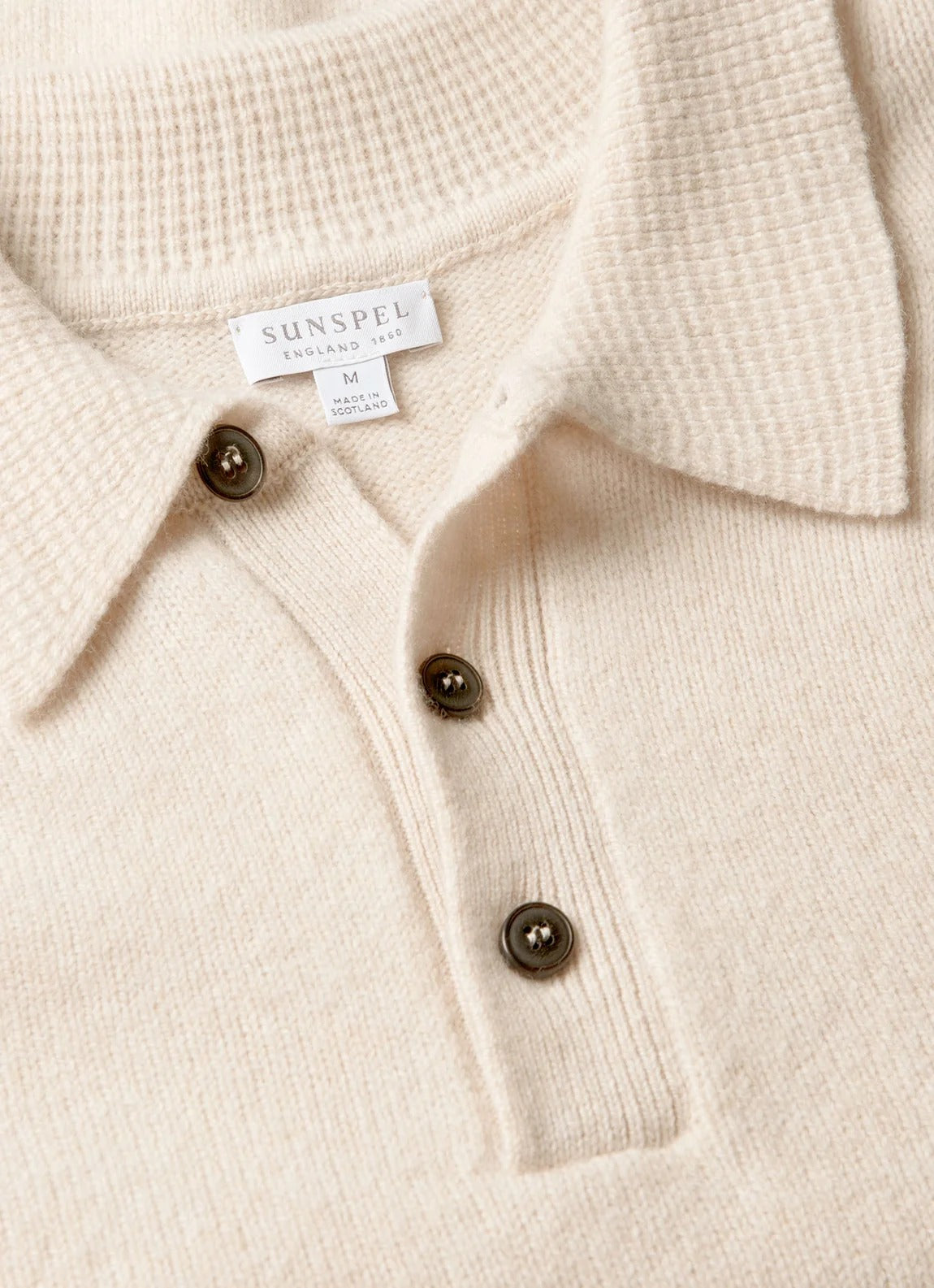 Lambswool Knitted Polo Shirt - Oatmeal Melange