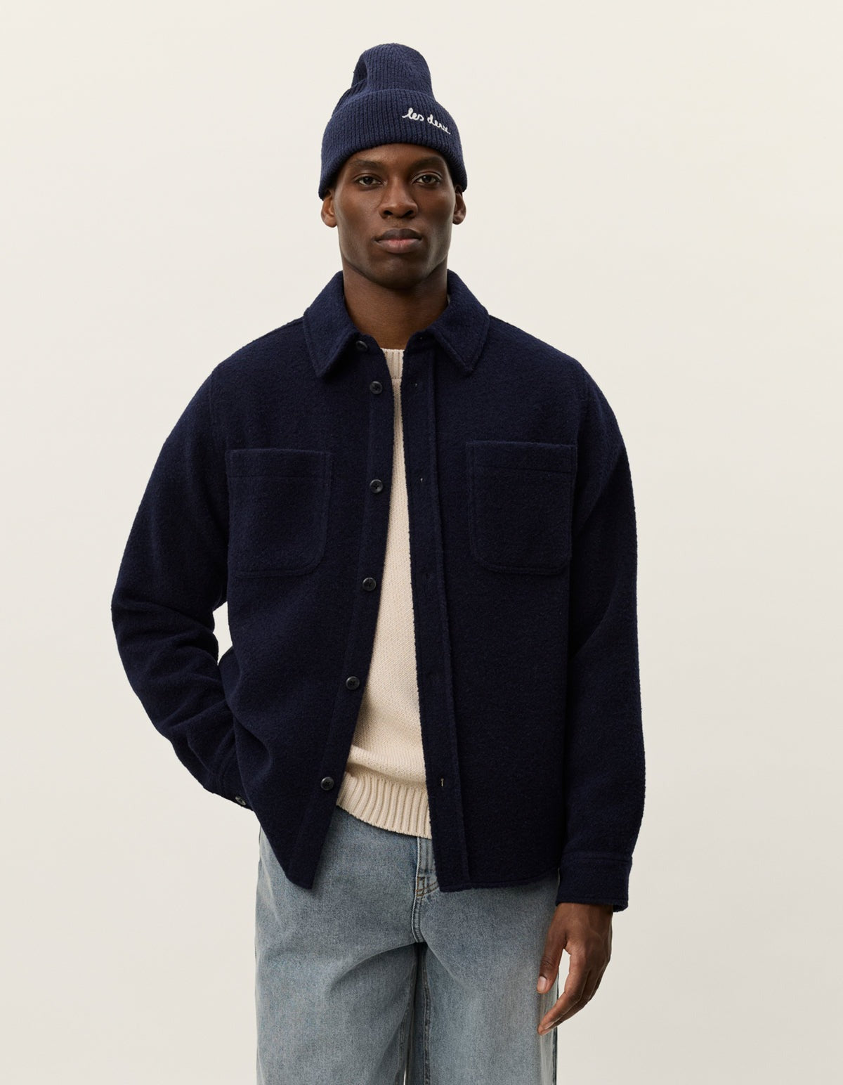 Lennon Bouclé Overshirt Dark Navy