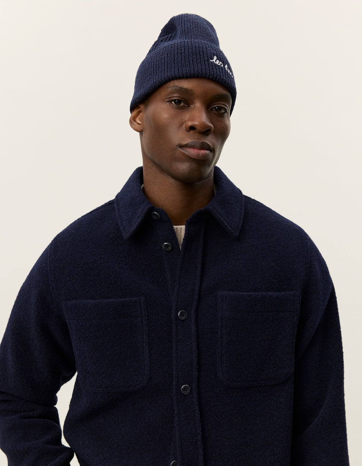 Lennon Bouclé Overshirt Dark Navy