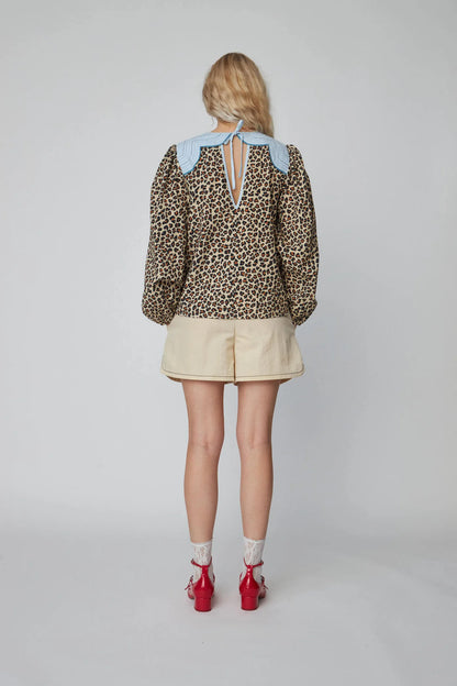 Leopard Blouse With Embroidery