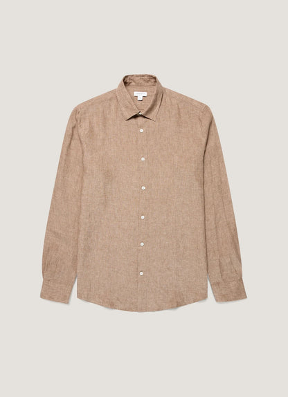 Linen Long Sleeve Shirt - Walnut
