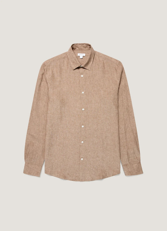 Linen Long Sleeve Shirt - Walnut