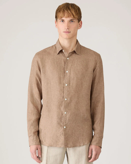 Linen Long Sleeve Shirt - Walnut