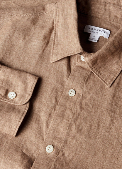 Linen Long Sleeve Shirt - Walnut