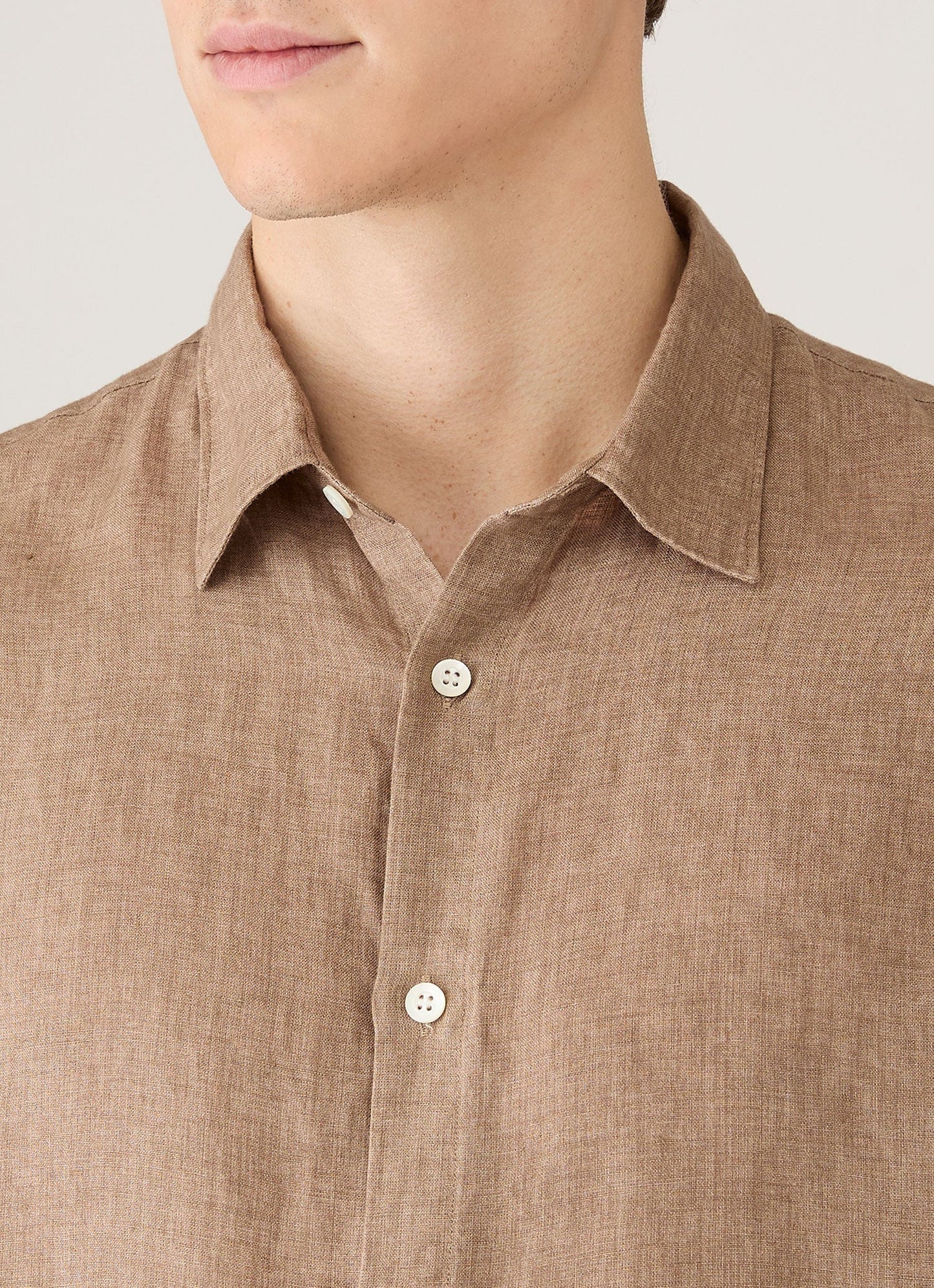Linen Long Sleeve Shirt - Walnut