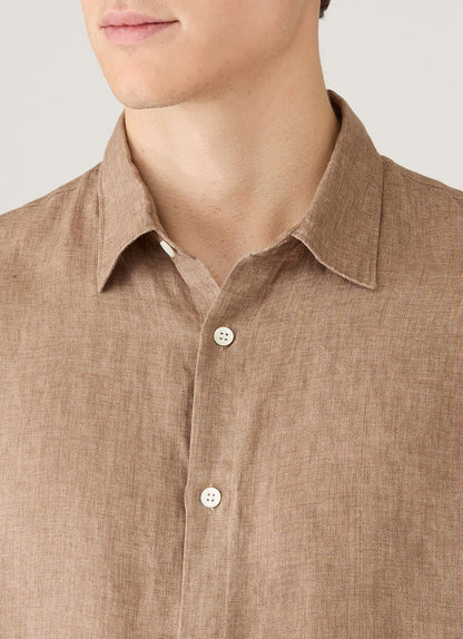 Linen Long Sleeve Shirt - Walnut