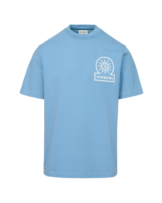 Sandbanks Logo Print Double Jersey T-shirt
 - Dusty Blue