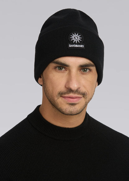 Black Merino Wool Beanie
