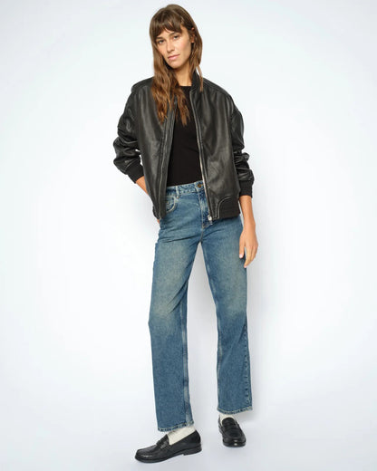 MMRuby Leather Bomber Jacket Black