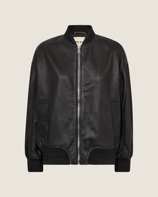 MMRuby Leather Bomber Jacket Black